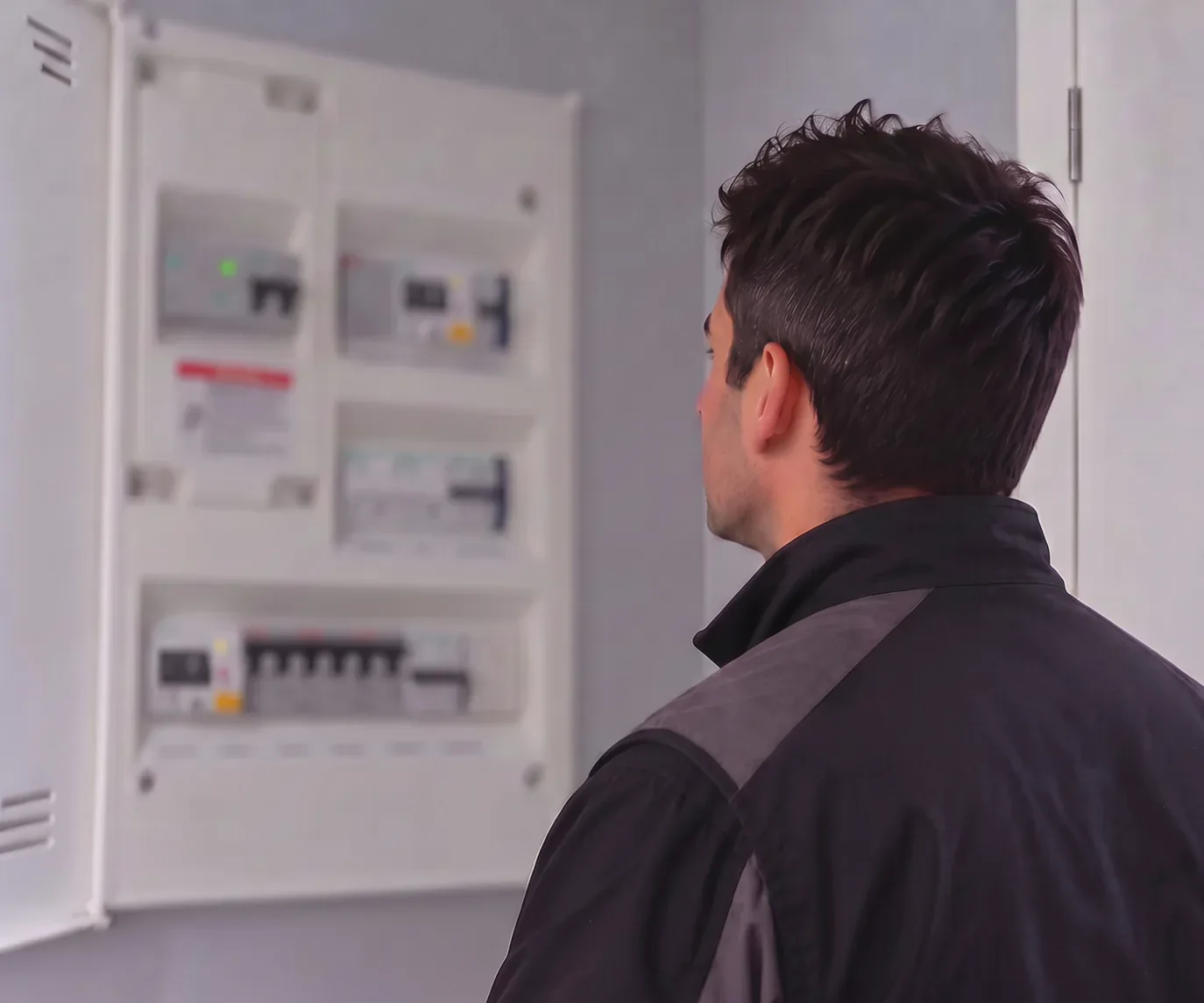 Técnico de NURANORD revisando un cuadro eléctrico de distribución