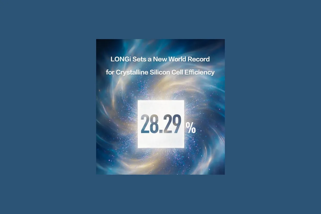 Gráfico oficial de LONGi con el récord del 28,29 % de eficiencia en células de silicio cristalino